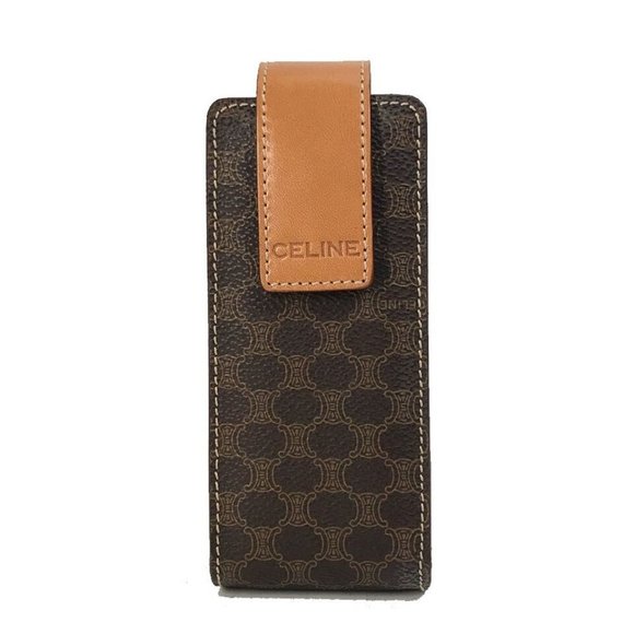 CELINE Macadam Pouch accessory case Leather/PVC Brown - Picture 1 of 16